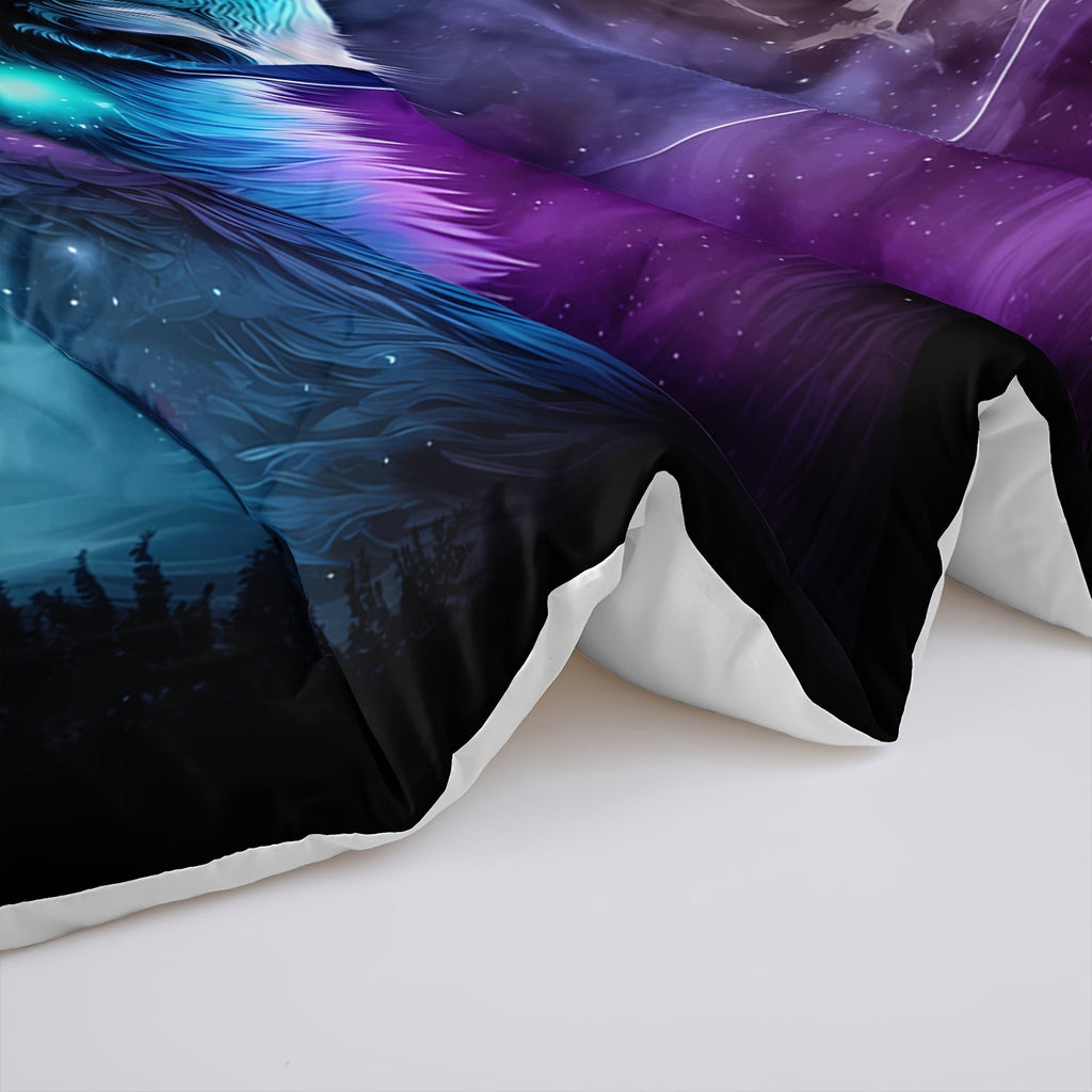 Wolf Comforter Set Wildlife Bedding Star System Comforter 3-Piece Set (1 Bed Comforter + 2 Pillow Cases), Comforter For All Seasons, Soft, Comfortable, Breathable Printed Bedding For Home Dorm Decoration
