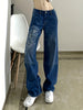 Women's Wide Leg Boyfriend Jeans Straight Leg With Printed Button Zipper Opening Loose Casual Jeans