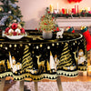 Christmas Holiday Tablecloth - Festive Polyester Table Cover with Golden Reindeer, Christmas Tree, and Snowman Design - Machine Made Weave for General Fit | Durable Polyester for Home & Party Decor - Ideal New Year Gift (Pack of 1)