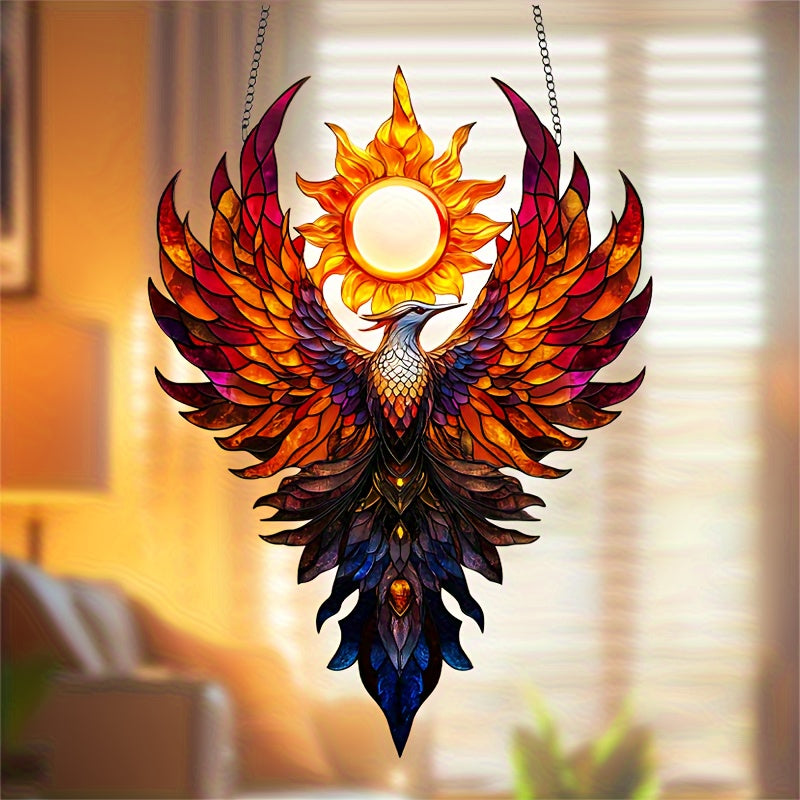 Vibrant 8.7" x 11.8" Sun Phoenix Acrylic Wall Art - Stunning Surreal Fantasy Decor for Living Room, Bedroom, Office & More with Unique Design and Colorful Patterns - Perfect Birthday Gift for Best Friends and Family Members