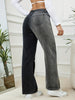 Two Tone Niche Straight Jeans, Loose Fit Butterfly Pattern Slant Pockets Denim Pants, Women's Denim Jeans & Clothing