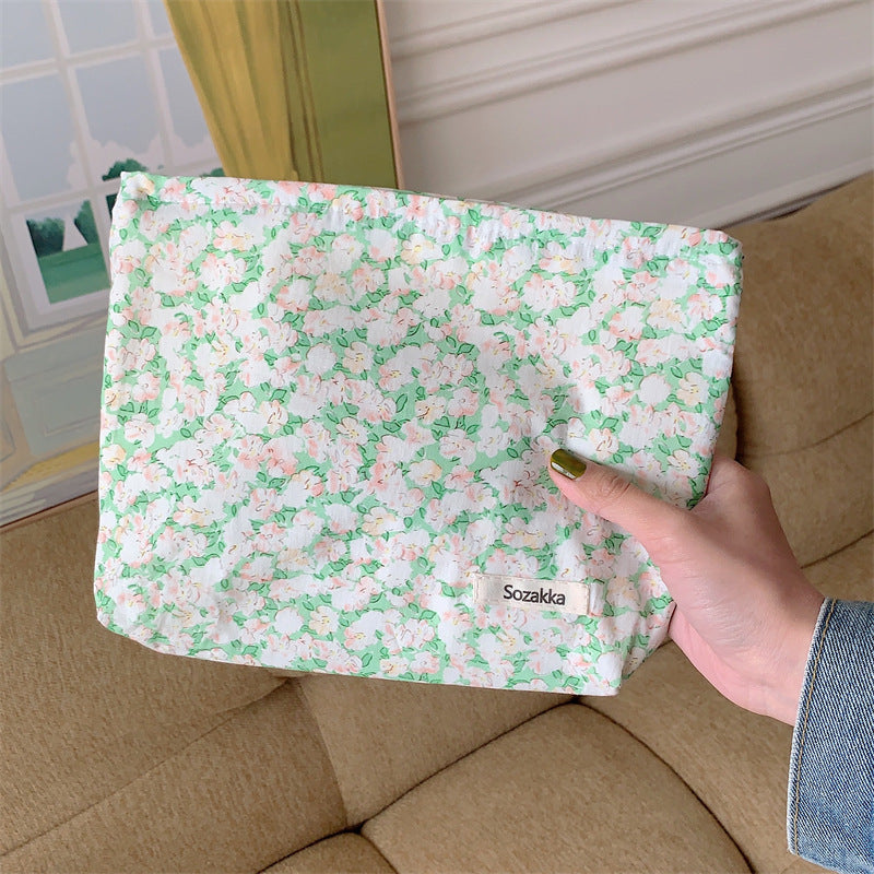 Floral Cotton Artistic Cosmetic Bag Women
