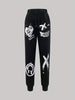 Chic Cartoon Print Women's Joggers - Casual Drawstring, Stretchy Polyester Blend, Machine Washable - Perfect for Spring & Fall, Orange, Fashion, Long Pants
