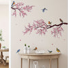 A set of two (11.81*23.62inch*2pcs) peach blossom branch and bird wall stickers for living room background wall room decoration wall stickers self-adhesive wholesale wall stickers (MS8060)