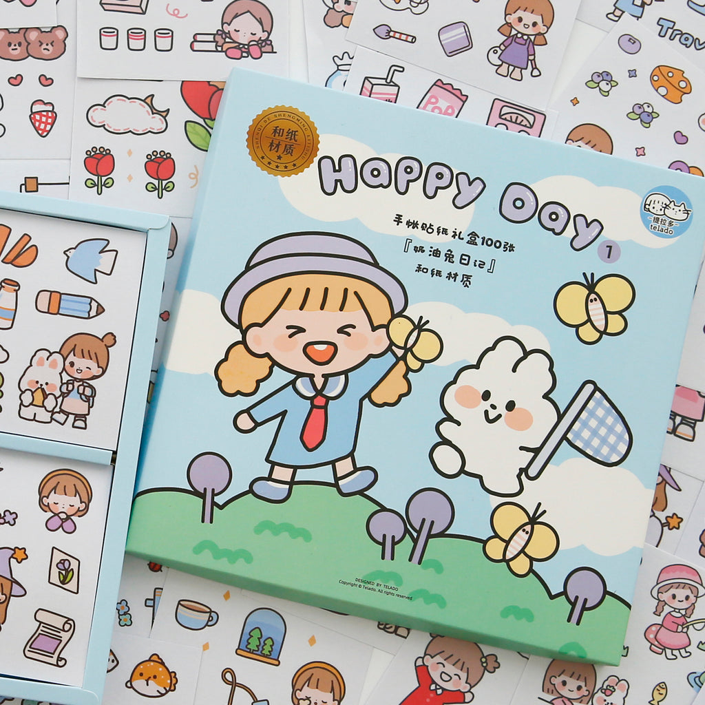 Hand Account Waterproof Sticker Water Cup Decoration Small Pattern Cartoon Girl