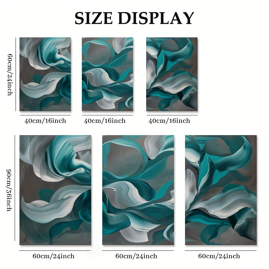 3pcs/set Teal Fluid Abstract Framed Canvas Poster - Modern Wall Art - For Bedroom, Living Room, and Corridor - Ideal Decor and Room Decoration Gift for Art Lovers