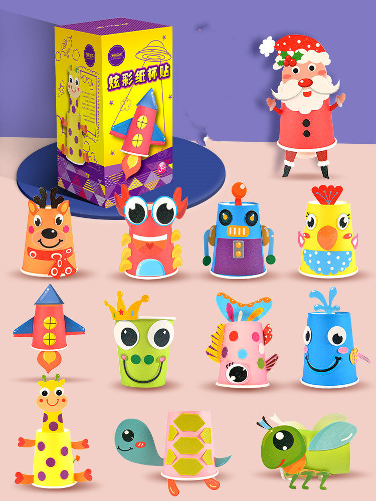 Creative Paper Cups And Plates Stickers For Educational Non-woven Kindergarten Art Area