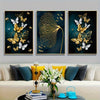 3pcs Golden Canvas Butterfly Leaves Wall Art for Living Room Decor - Elegant and Stylish, 15.7x23.6in/40cmx60cm