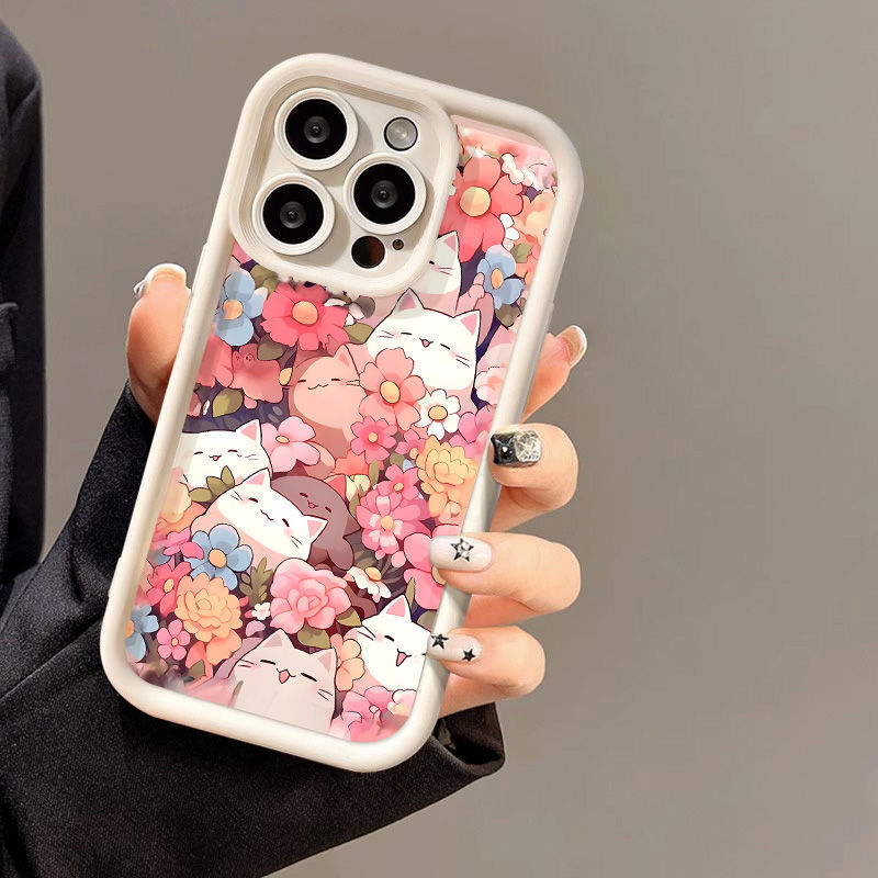 Frosted Advanced Full Screen Cat Flower Phone Case