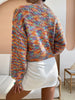 ZAFUL Women's Casual Cute Collarless Knitted Rainbow Cardigan