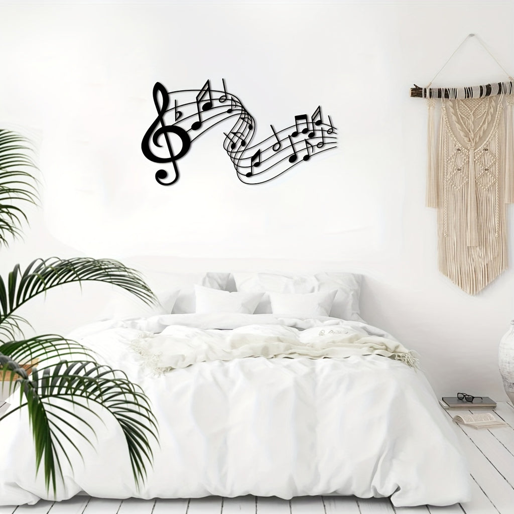 Unique Music Notes Metal Wall Art - 15.75" x 8.61" Minimalist Sculpture, Modern Home Decor, Creative Gift for Musicians and Housewarming