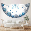 1pc Heat-resistant Polyester Woven 63inch Round Shape Tablecloth, Machine Made Winter Christmas Light Blue Snowflake Pattern Print, Dust-proof Household Art Table Cloth Tapestry Curtain for Dinning Room and Yard, Holiday Party Decor