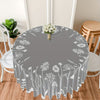 Floral Pattern Round Tablecloth 63 Inch - Polyester Machine Woven, Water-Resistant Table Cover for Kitchen, Dining, Picnic - Elegant Grey White Flower Design for 4-6 Seats