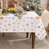 Christmas Tablecloth, Gold Foil Print Snowflake Christmas Table Cloth Square Rectangle Round Table, Waterproof Wrinkle Resistant White Tablecloths Washable, Christmas Decorations, Gifts