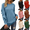 Women's Clothing Casual Round Neck Sweater Pleated Long Sleeve Top For Women