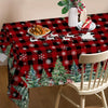 Christmas tablecloth - Vibrant Christmas Tablecloth - Premium Polyester, Red Buffalo Plaid, Pine Trees & Snowflakes, 52x70 inches - Holiday Dining Decor - For Christmas Celebrations - Perfect Gift Idea - Deck the Halls in Style