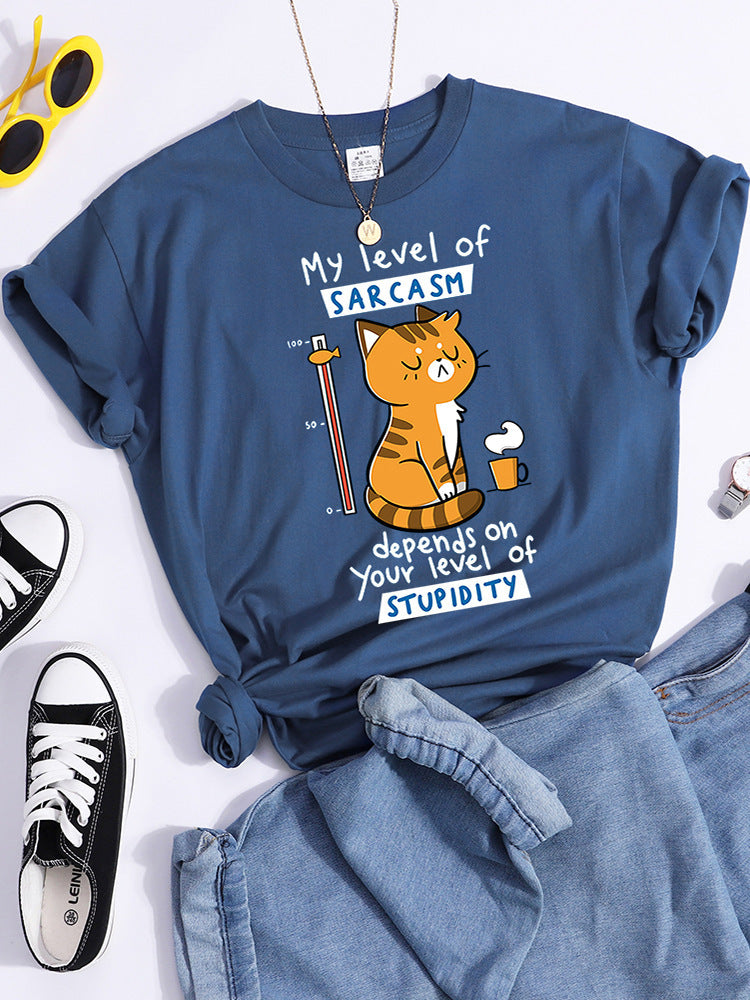 Pattern T-shirt Fashionable Printed Fashion Loose T-shirt Cat