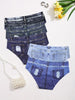 5-Pack of Women's Buttoned Briefs with Denim Print and Paisley Design