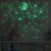 5pcs Glow-in-the-Dark Wall Decals - Luminous Moon, Stars & Dots Stickers for Bedroom and Living Room Ceiling Decor, Fluorescent Green, Self-Adhesive