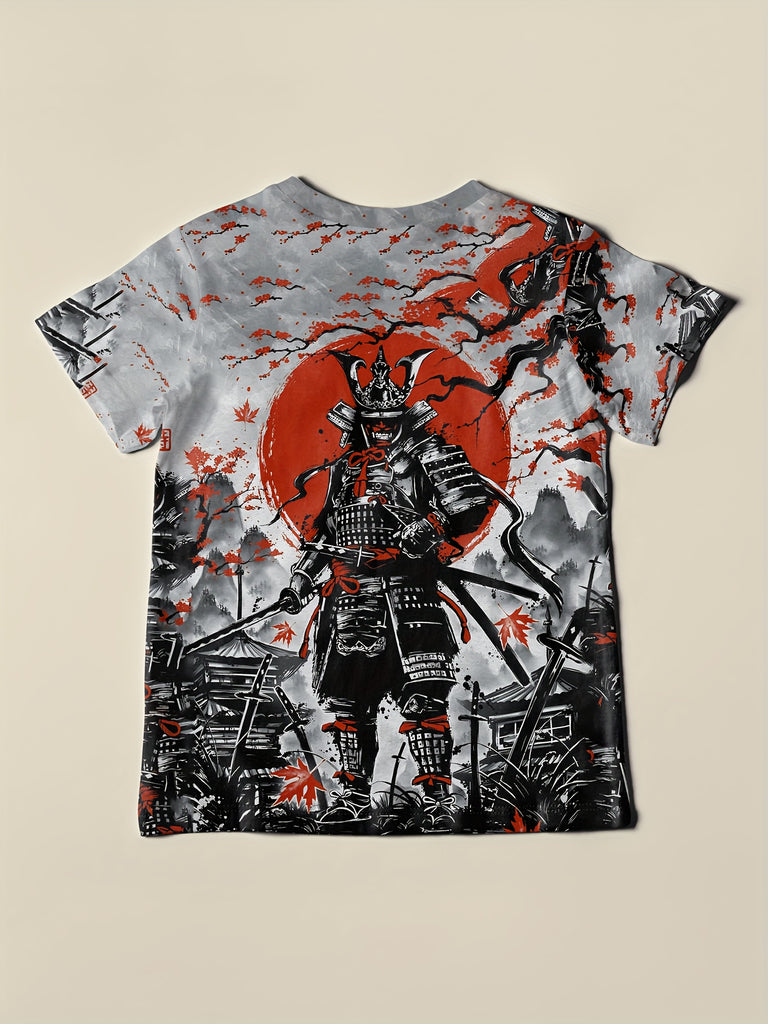 Men's Soldier Print T-shirt, Casual Short Sleeve Crew Neck Tee, Men's Clothing For Outdoor