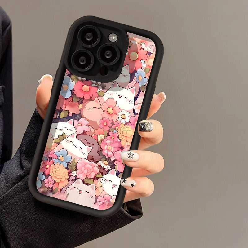 Frosted Advanced Full Screen Cat Flower Phone Case