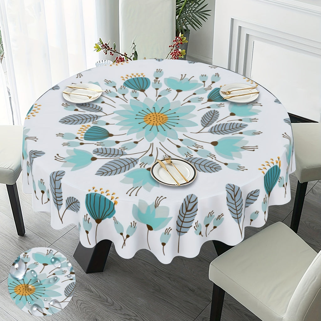 1pc Floral Round Tablecloth 60 Inch Farmhouse Rustic Tablecloth Spring Summer Tablecloth Boho Flowers Outdoor And Indoor Party Dining Picnic for restaurants/cafes