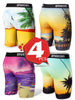 4pcs Men's Quick-Dry Athletic Boxer Briefs - Breathable, Moisture-Wicking with Tropical & Beach Print, Extended Length for Running & Casual Wear