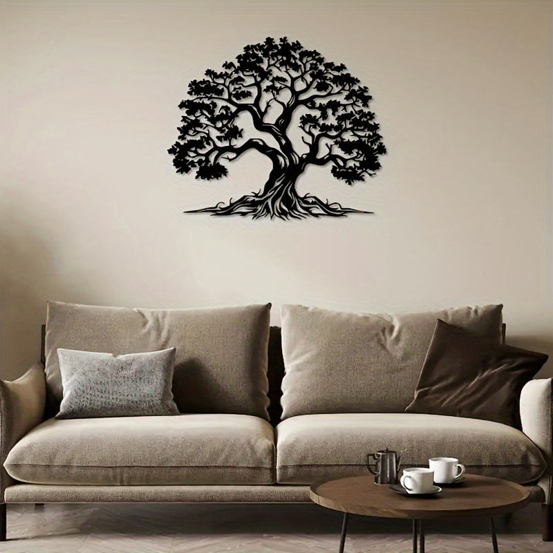 1pc Rustic Tree of Life Metal Wall Art, 3D Farmhouse Nature-Inspired Iron Sculpture, Indoor & Outdoor Wall Decor, Wall Mounted Hanging for Living Room, Art & Crafts