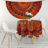 1pc Bohemian Chic Round Polyester Tablecloth - Waterproof, Stain-Resistant, and Easy-to-Clean - Multi-Purpose Decor for Indoor and Outdoor Spaces, Picnics, Barbecues, and Room Decor