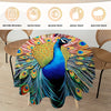 Stain-Resistant Waterproof Peacock Print Round Tablecloth - Perfect for Parties, Home & Outdoor Dining, Durable Polyester, Easy-Care Woven Design, Ideal for Kitchen & Patio Decor