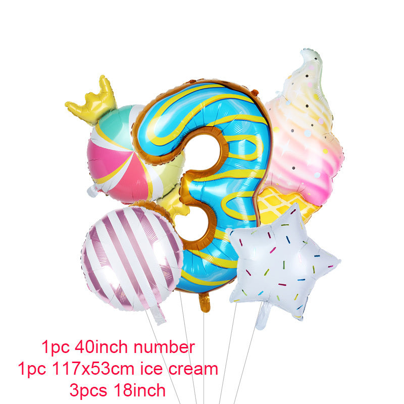 Donut Party Kit Paper Cups Plate Napkins Ice Cream Balloon