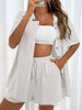 Women's Fashion Shorts Two Pieces Solid Color Shirt Suit