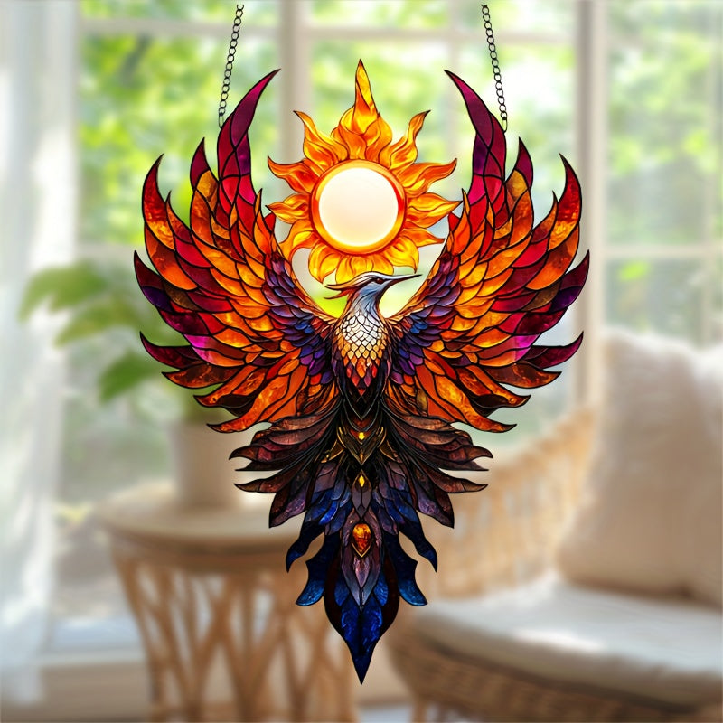 Vibrant 8.7" x 11.8" Sun Phoenix Acrylic Wall Art - Stunning Surreal Fantasy Decor for Living Room, Bedroom, Office & More with Unique Design and Colorful Patterns - Perfect Birthday Gift for Best Friends and Family Members