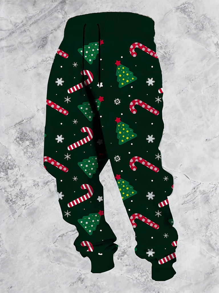 1pc Festive Men'S Christmas Sweatpants - Casual Polyester Joggers with 3D Print, Elastic Waistband, Regular Length, Holiday Style - For Men - Perfect for Christmas & Holiday Parties - Great Gift for Christmas