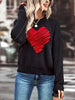 Heart Pattern Crew Neck Sweater, Elegant Long Sleeve Sweater For Fall & Winter, Women's Clothing