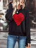 Heart Pattern Crew Neck Sweater, Elegant Long Sleeve Sweater For Fall & Winter, Women's Clothing