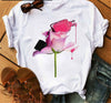 Collar Loose Fashion Casual Ladies T-Shirt Short Sleeve