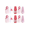 Wear Nail Nail Stickers Ice-permeable Grapefruit Red Chessboard Grid Manicure White Fake Nails