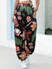 Christmas Print Slant Pockets Pants, Casual Loose Jogger Pants For Holiday, Women's Clothing