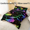 Rainbow Dinosaur Comforter Set Colorful Dino Bedding Cartoon Dinosaur With Shiny Glitter Bedding Set Bedroom Decor (1 Comforterr + 2 Pillowcases) Lightweight