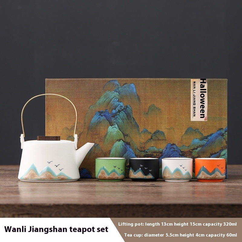Cultural Creative China-chic Handle Pot Tea Set Cups Camp