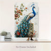 3 Piece Canvas Wall Art Set - Peacock with Floral Vase Print - Unframed High-Quality Canvas Painting - Frameless Wall Decoration for Living Room, Bedroom, Office, Cafe - Peacock Theme Wall Decor 24x16 inches