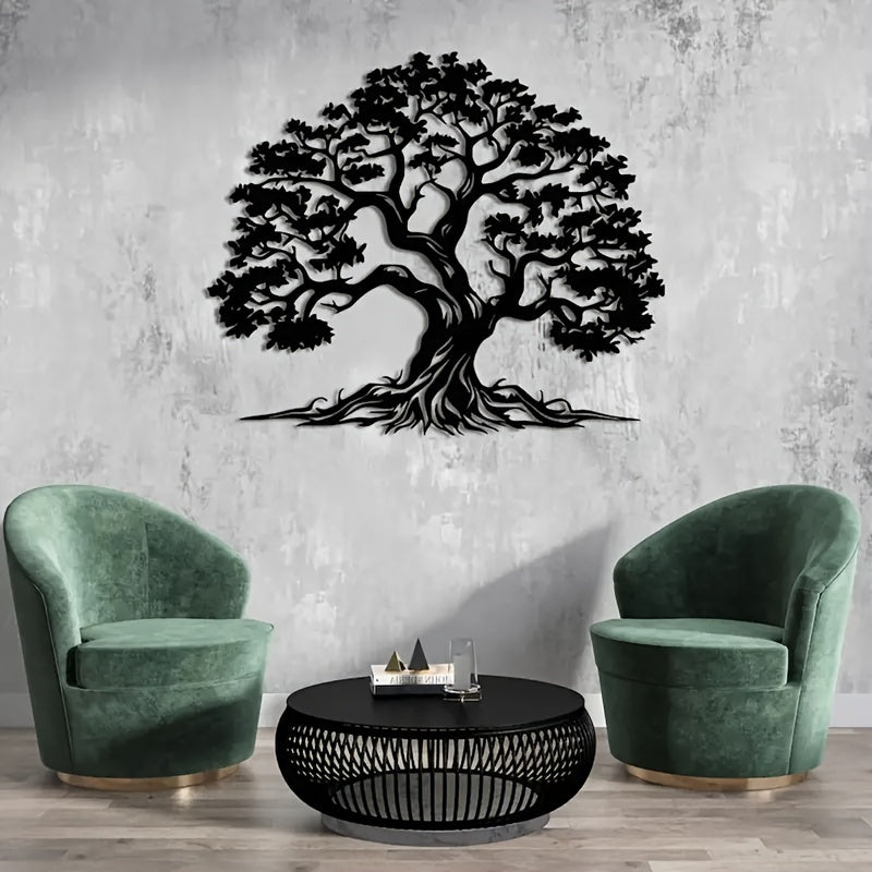 1pc Rustic Tree of Life Metal Wall Art, 3D Farmhouse Nature-Inspired Iron Sculpture, Indoor & Outdoor Wall Decor, Wall Mounted Hanging for Living Room, Art & Crafts