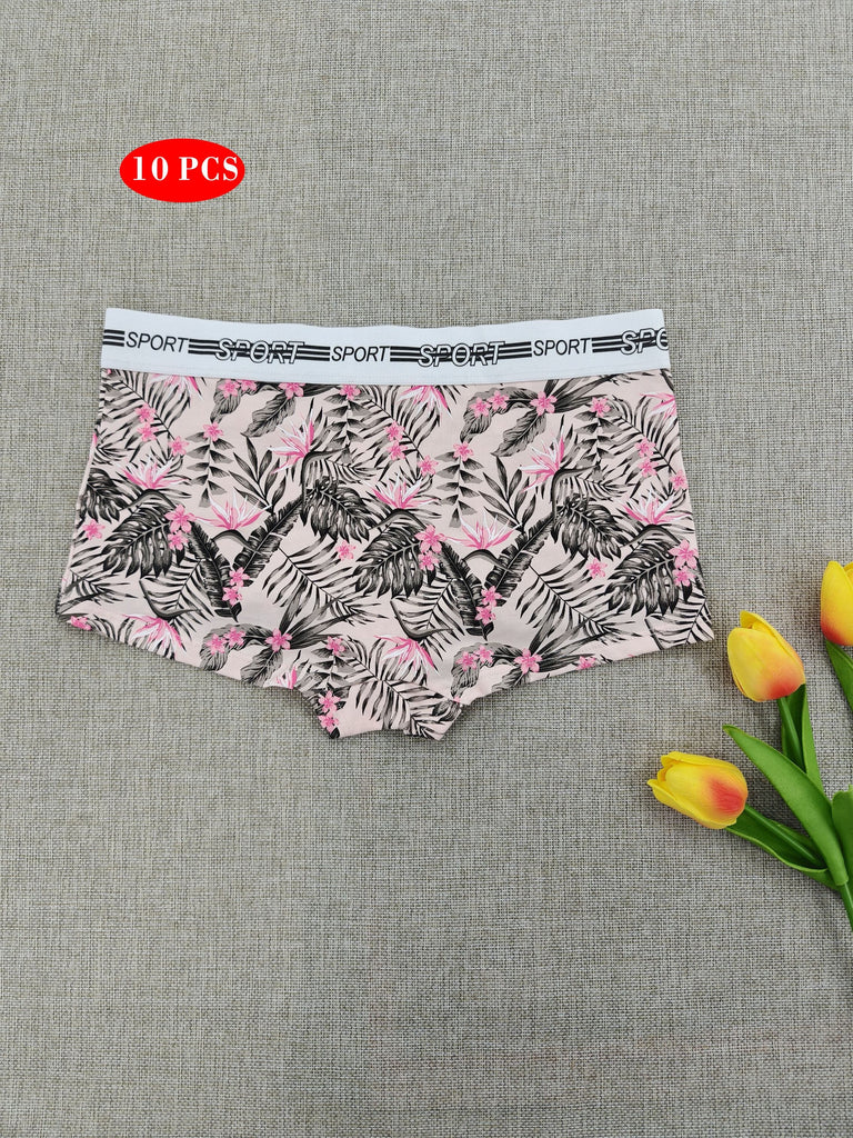 10pcs Colorful Letter Print Seamless Boyshorts - Ultra Comfy, Breathable, Stretchy, and Soft Intimates Panties for Women - Sexy Lingerie & Underwear with Comfortable Fit