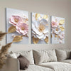 Abstract Wall Art 3D Flower Home Canvas Painting Contemporary Simple Abstract Artwork for Bedroom Bathroom Living Room Wall Decor (3 Pieces Framed)