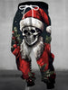 Men'S Fashion 3D Christmas Santa Skull Print Casual Polyester Sweatpants with Drawstring and Pockets - Slight Stretch Knit Fabric Regular Fit Joggers