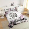 Castle Fairy Rose Flower Tiger Kids Comforter Set Queen Size, Africa Fierce Wildlife Animals White Tiger Bedding Set For Men Women Adults, Multicolor Floral Botanical Painted Print Quilt 3 Pcs Fashionable Home Products Suitable For All Seasons