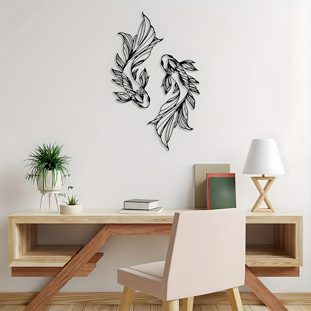 Koi Metal Wall Art - Homeowners, Interior Designers, Muslim Families - Metal - Suitable for Home Accents, Eid Celebration, Minimalist Living