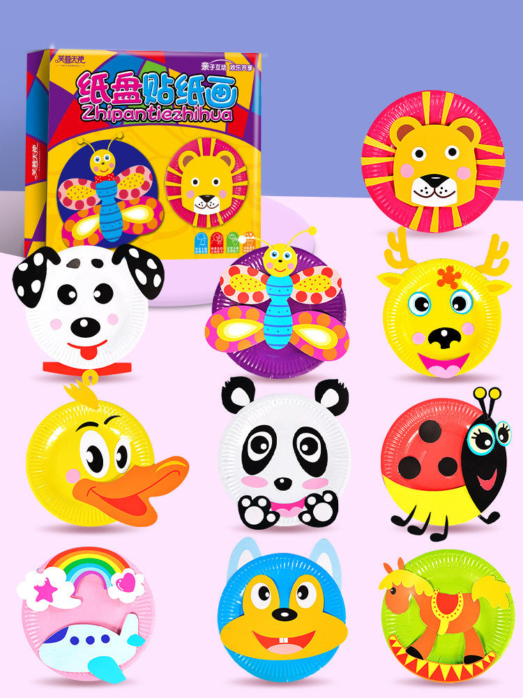 Creative Paper Cups And Plates Stickers For Educational Non-woven Kindergarten Art Area