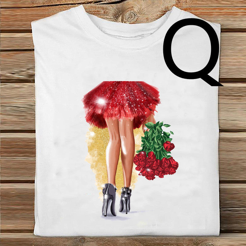 Women's Printed Casual Loose Round Neck T-shirt